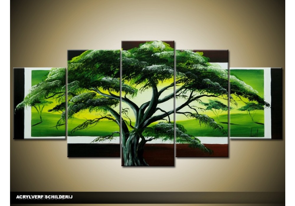 Thermisch Bek Kwestie Acryl Schilderij Boom | Groen | 150x70cm 5Luik
