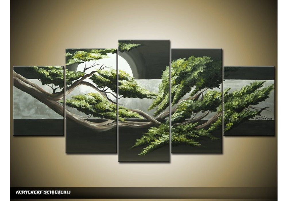 dynastie Inzichtelijk uniek Acryl Schilderij Natuur | Groen, Grijs | 150x70cm 5Luik